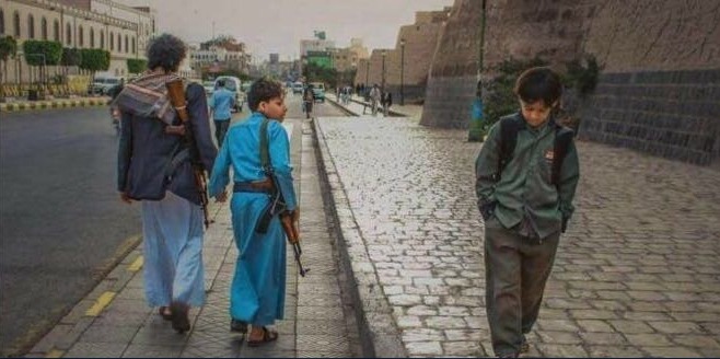 صورة تكشف المستقبل الذي رسمه الحوثيون لأطفال اليمن