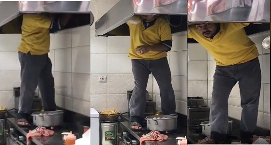 بالفيديو.. عامل بمطعم ينظف الأتربة على الطعام.. ومطالب بالتحقيق في الأمر