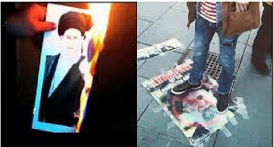 بالفيديو.. أحوازيون يحرقون صورة للخميني بالصالحية