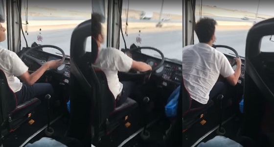 بالفيديو.. سائق حافلة متهور يثير ذعر الركاب