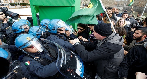 اندلاع احتجاجات في روما رافضة لزيارة أردوغان