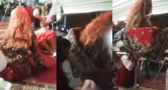 بالفيديو.. سقوط مروع لعروس يتسبب في إغماء سيدة