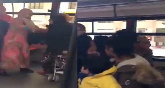 بالفيديو.. مشاجرة بين مجموعة من النساء داخل حافلة