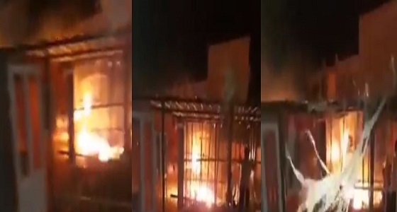 شاهد.. حريق ضخم بخيام ” سربل ذهاب ” في إيران