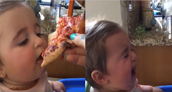 بالفيديو.. رد فعل صادم لطفلة خدعتها والدتها بقطعة بيتزا