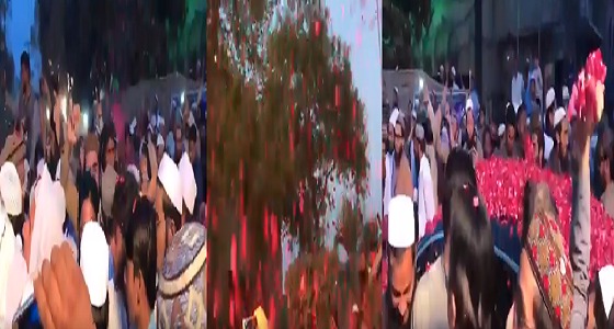 بالفيديو.. باكستانيون يستقبلون إمام المسجد الحرام بالورود ورفع أعلام المملكة