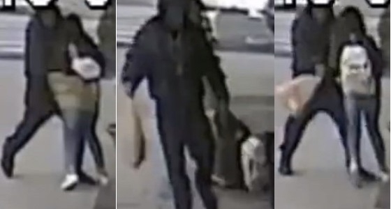 بالفيديو.. رجل يعتدي على سيدتين بلا مبرر والشرطة تبحث عنه