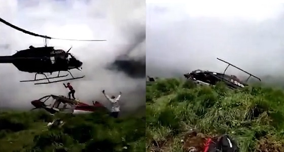 بالفيديو.. هليكوبتر تقطع شخصا ذهبت لانقاذه