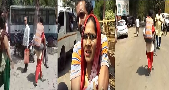 بالفيديو.. زوجة هندية تحمل زوجها على الأكتاف