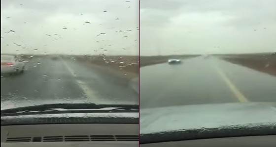 بالفيديو.. سائق منشغل بتصوير الأمطار يتعرض لحادث