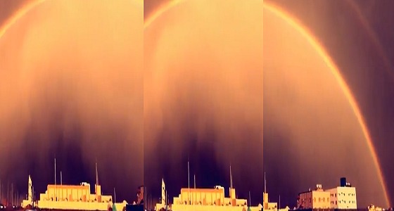 بالفيديو.. مشهد مذهل لقوس المطر في جامعة نجران