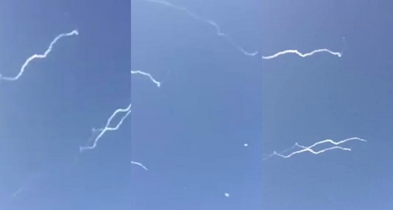 بالفيديو.. &#8221; الدفاع الجوي &#8221; يعترض صاروخين حوثيين في سماء جازان