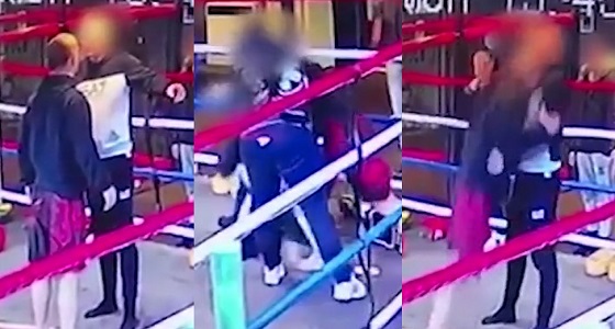 بالفيديو.. امرأة تتدخل للفصل بين رجلين في حلبة مصارعة