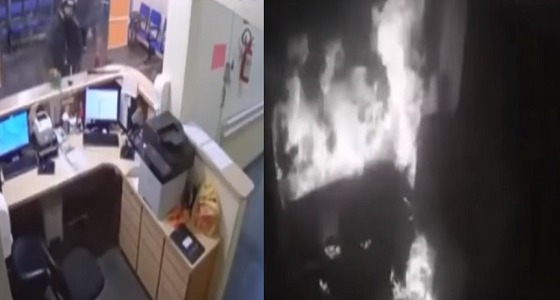 بالفيديو.. رجل يضرم النار في مستشفى تأخر عن تقديم رعاية طبية لابنه