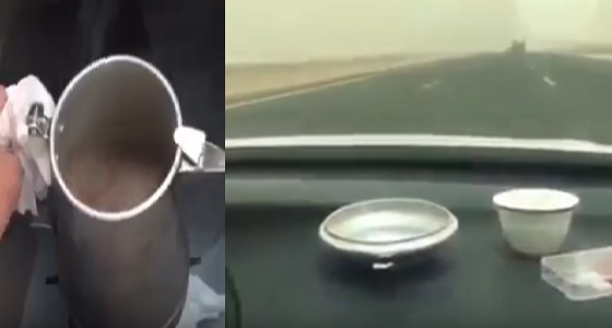 بالفيديو.. سائق متهور يحضر القهوة أثناء القيادة