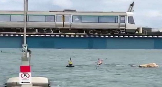 بالفيديو.. رجل متهور يقفز من أعلى قطار بطريقة مروعة