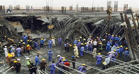 سقوط صبة خرسانية فوق عدد من العمال في الرياض
