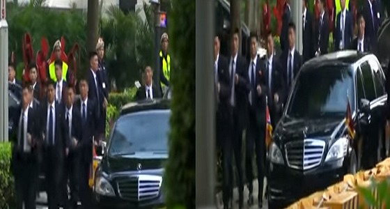 بالفيديو.. حراس &#8221; كيم جونغ أون &#8221; يلاحقون سيارته جريا في سنغافورة