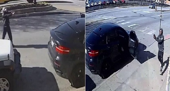 بالفيديو.. لصان يتفاجآن بضابط شرطة داخل سيارة يحاولان سرقتها