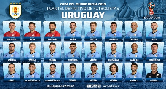 الأوروغواي يعلن عن قائمته النهائية للمونديال