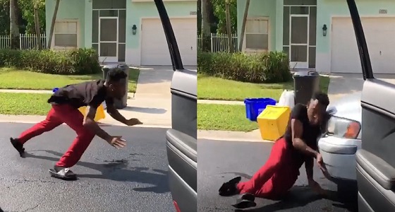 بالفيديو.. لحظة اصطدام سيارة بشخص يرقص ” كيكي “