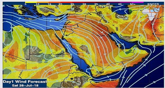 ” المسند ” يتوقع نشاط رياح البوارح والغبار على هذه المناطق