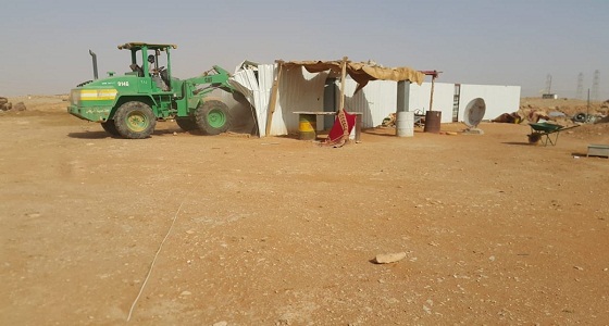 بالصور.. إزالة 14 حظيرة مخالفة و12 مخيم و8 مكاتب عقار بحائر