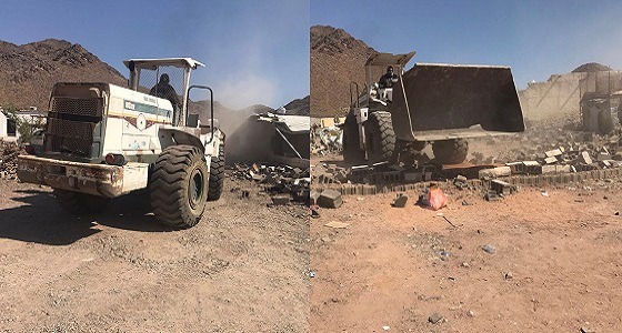 بالصور.. إزالة تعدي على أرض بيضاء بمساحة 2600 م بحي الجرف الغربي