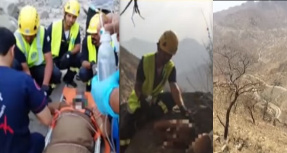 بالفيديو.. رجلي دفاع مدني ينقذا مواطن تاه في أحد جبال الطائف وأصيب بنوبة سكر