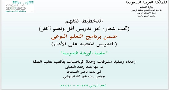 وحدة الرياضيات بمكتب تعليم الشفا تنفذ ورشة “ التخطيط للفهم ”