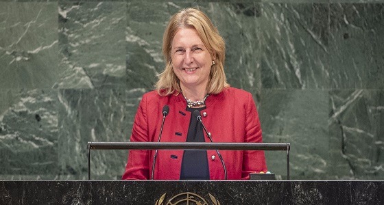 بالفيديو.. وزيرة خارجية النمسا تلقى كلمتها في الأمم المتحدة باللغة العربية