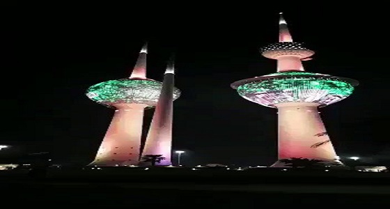 بالفيديو.. أبراج الكويت تتزين باللون الأخضر احتفاء باليوم الوطني للمملكة