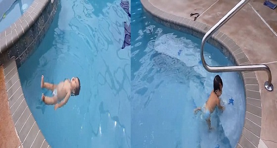 بالفيديو.. مشهد لا يصدق.. رضيعة تستعرض مهاراتها في السباحة