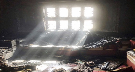 بالصور.. إصابة 6 أشخاص إثر حريق نشب بمدخل بناية سكنية بالطائف