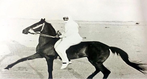 &#8221; صورة &#8221; توثق لحظة امتطاء خادم الحرمين لأحد الخيول بالصحراء