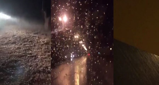 بالفيديو والصور.. لحظة تساقط أمطار غزيرة على حائل