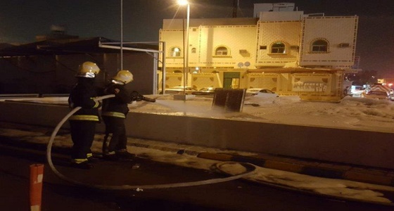 بالصور.. السيطرة على حريق في محطة وقود بالمدينة المنورة