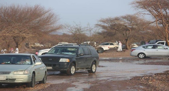 بالصور.. تنزه الأهالي وسط هطول أمطار متوسطة على المدينة المنورة