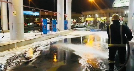 بالصور.. اندلاع حريق بمحطة وقود في المدينة المنورة