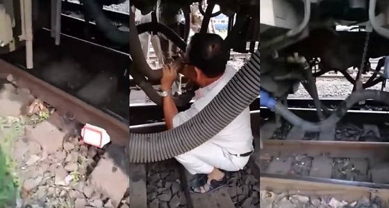 بالفيديو.. رعب وفزع لعامل بعد تحرك القطار أثناء وجوده أسفله