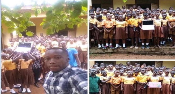 بالصور.. سعودية ترسل ” لاب توب ” لمدرسة بغانا لإعانتهم على التعلم