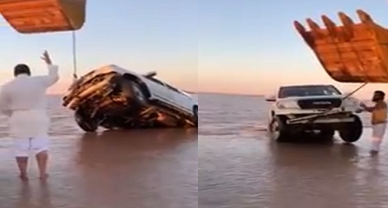 بالفيديو.. مواطنون يستخرجون سياراتهم الغارقة بسيول حفر الباطن