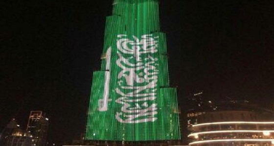 برج خليفة يتزين بعلم المملكة احتفاء بولي العهد