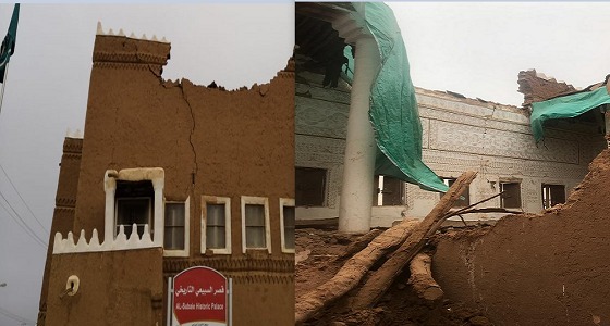 أمطار شقراء تتسبب في سقوط أجزاء من قصر السبيعي التاريخي وإغلاقه