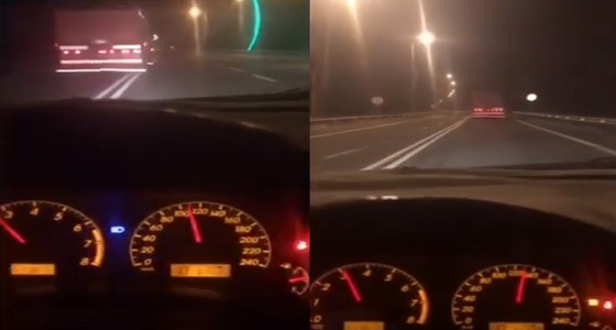 بالفيديو.. شاحنة تسير بسرعة جنونية على طريق ” بيشة –العلايا “
