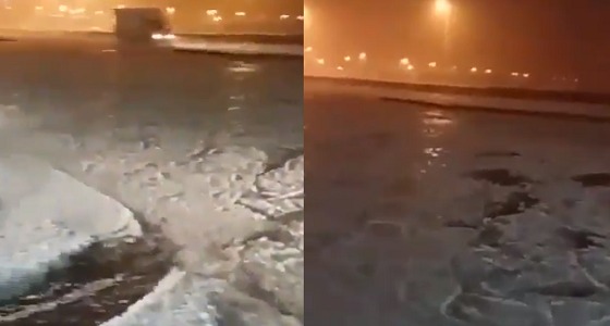 بالفيديو.. سيول البرد تجري في محافظات الجوف