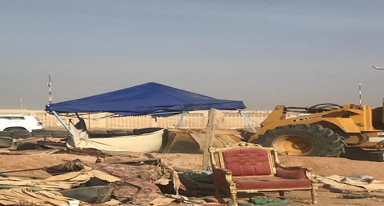 بالصور.. إزالة 36 خيمة وغرف خشبية مخالفة بالرياض