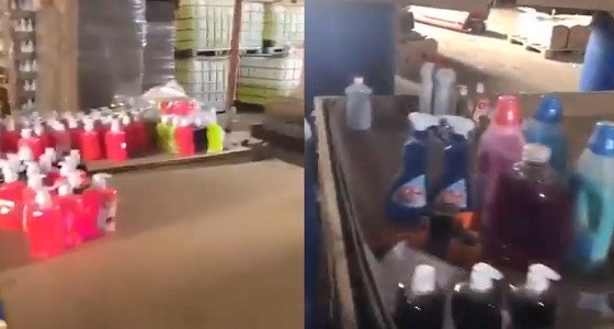 بالفيديو.. ضبط 22 ألف عبوة و7000 لتر مواد تنظيف مغشوشة بتبوك