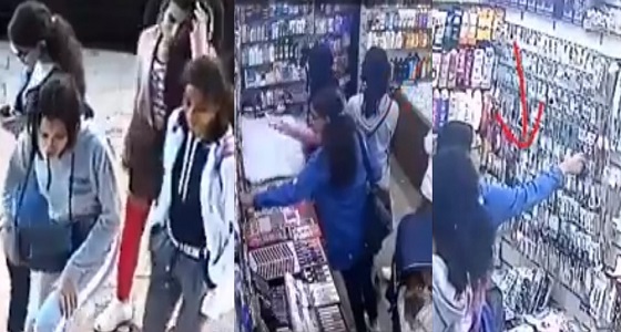 بالفيديو.. فتيات يسرقن محل أدوات تجميل في وضح النهار