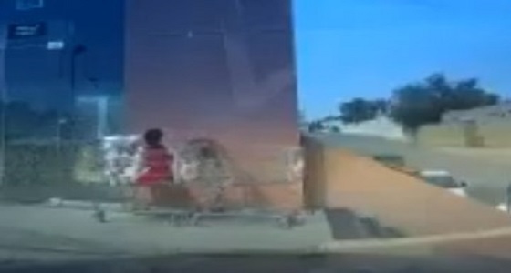 بالفيديو.. لحظة إنقاذ طفل بعربة تسوق من السقوط